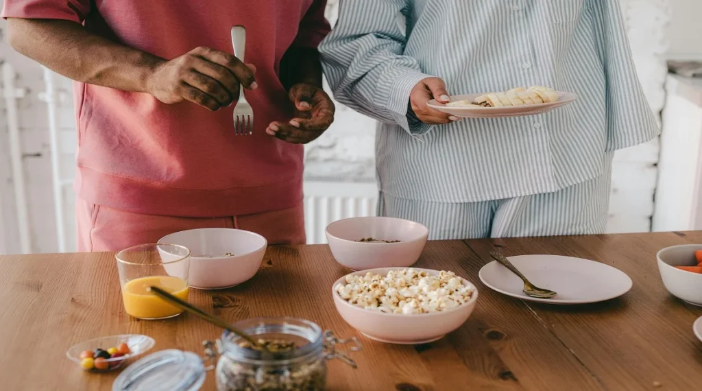 food myths about breakfast shown with simple prepared breakfast foods