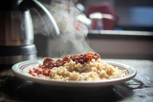 smart cooking shortcuts with a quick backup dinner of rice beans and vegetables