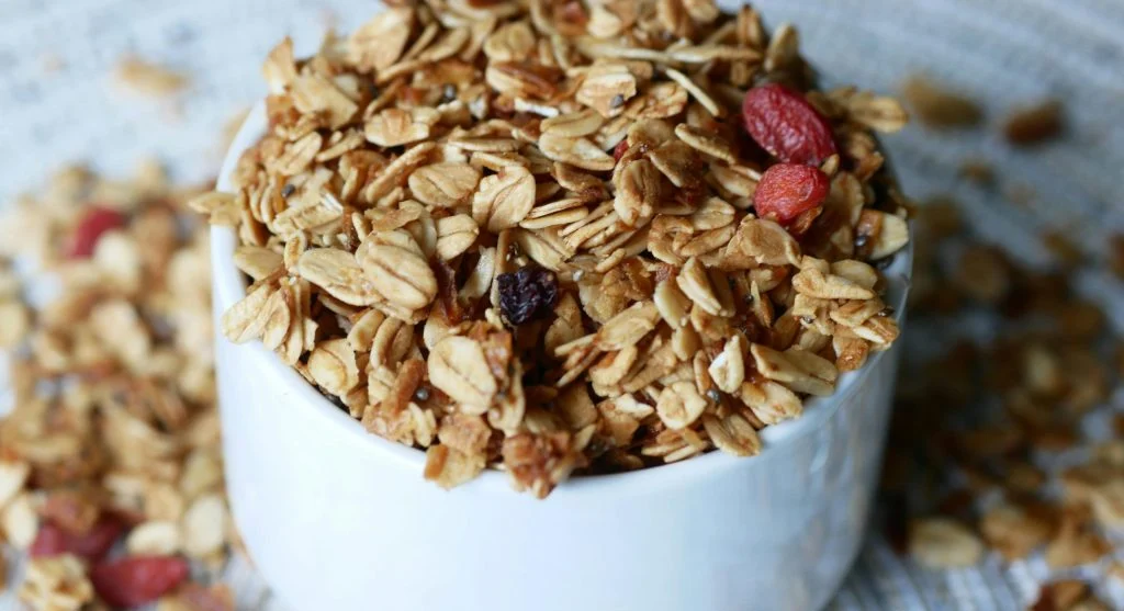 Assortment of nuts, fruits, and portable snack items for travel