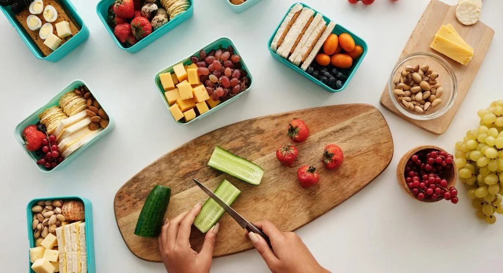 organized lunch containers for meal prep